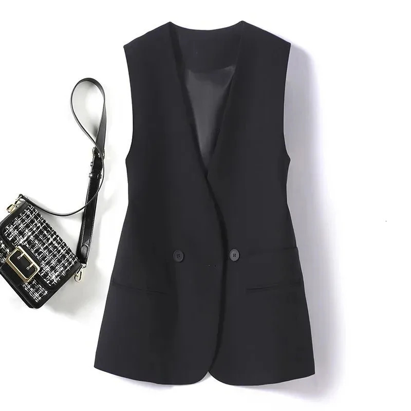 Womens Vest Jacket Korean Fashion Spring Summer Sleeveless Suit Femme Blazer Waistcoat Tops 260306