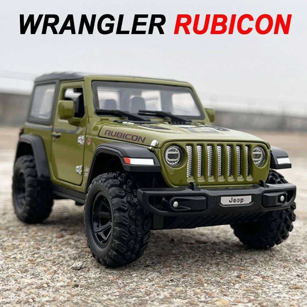 1:32 Wrangler Rubicon Diecast Off-road Vehicle Alloy Model Toys Car Doors Opened with Sound Light Pull Back Police Cars Kid Gift Z260306