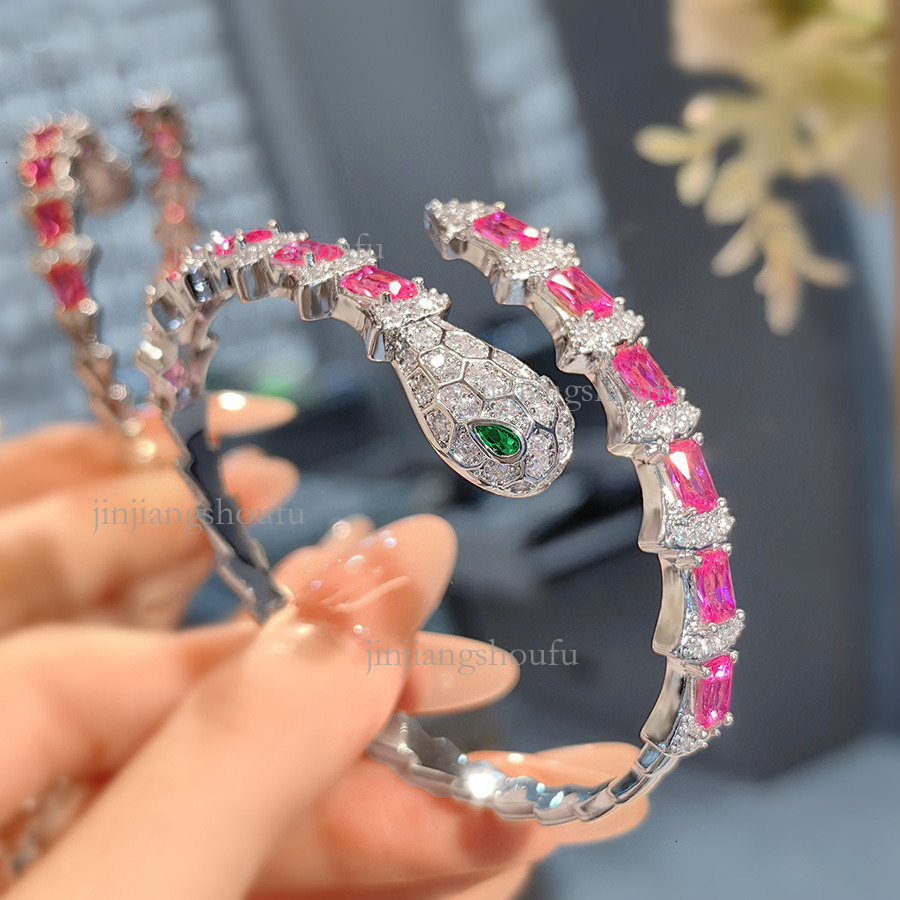 2026 Designer Inlaid Red Corundum Snake Bracelet Luxury Brand Women's Jewelry Fashion Temperament Heavy Craftsmanship High-end Spring Bracelet Wh