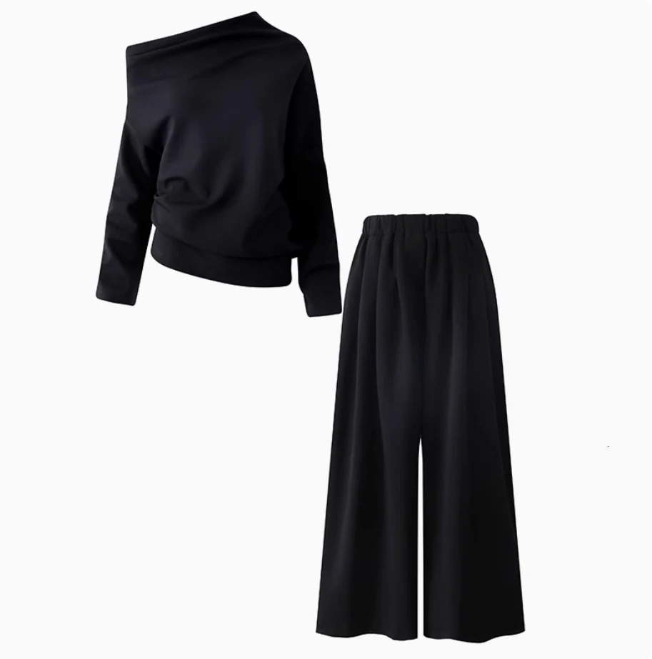 SuperAen Womens Clothing Summer Beautiful Loose Shirt Straight Wideleg Pants Twopiece Set 260306