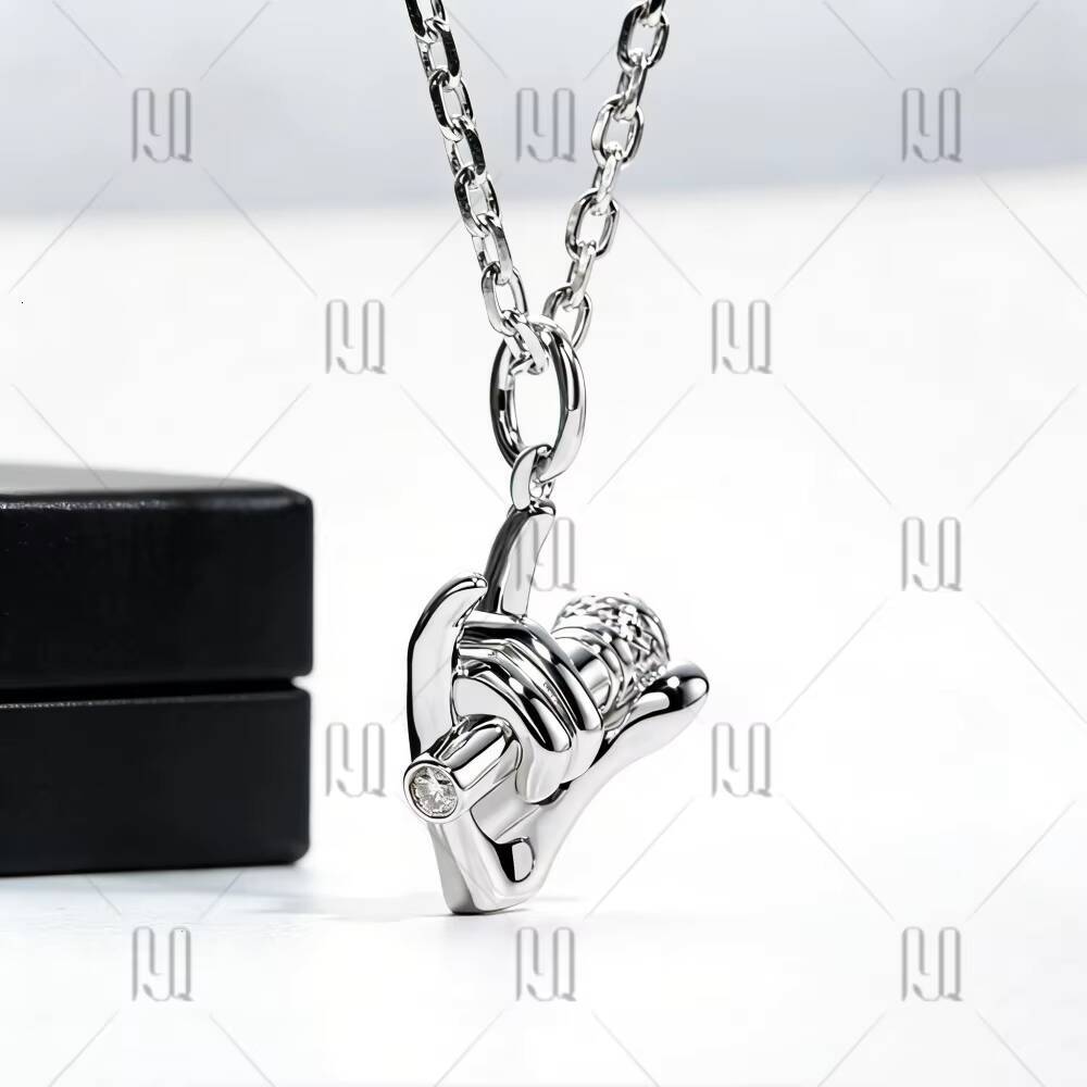 Microphone in Hand Design Moissanite Pendant Necklace 925 Sterling Silver Unisex Hop Jewelry Gift Music Theme Accessory