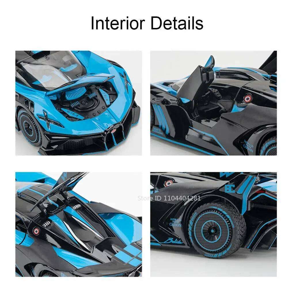 1:24 Bolide Atlantic Model Diecast Alloy Children Toys Sports Car Doors Opened Sound Light Pull Back Vehices Exquisite Gifts Z260307