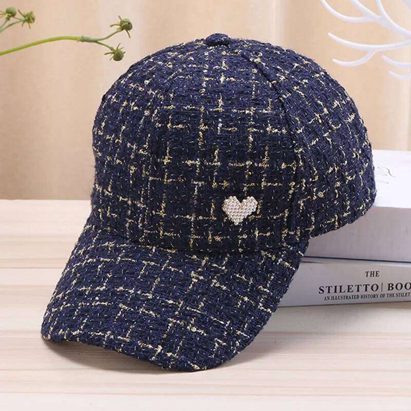 Stylish Women's Baseball Cap with Golden Thread Checkered Design - Breathable, Sun-Protective & Adjustable Fit for Outdoor Sport Y260304