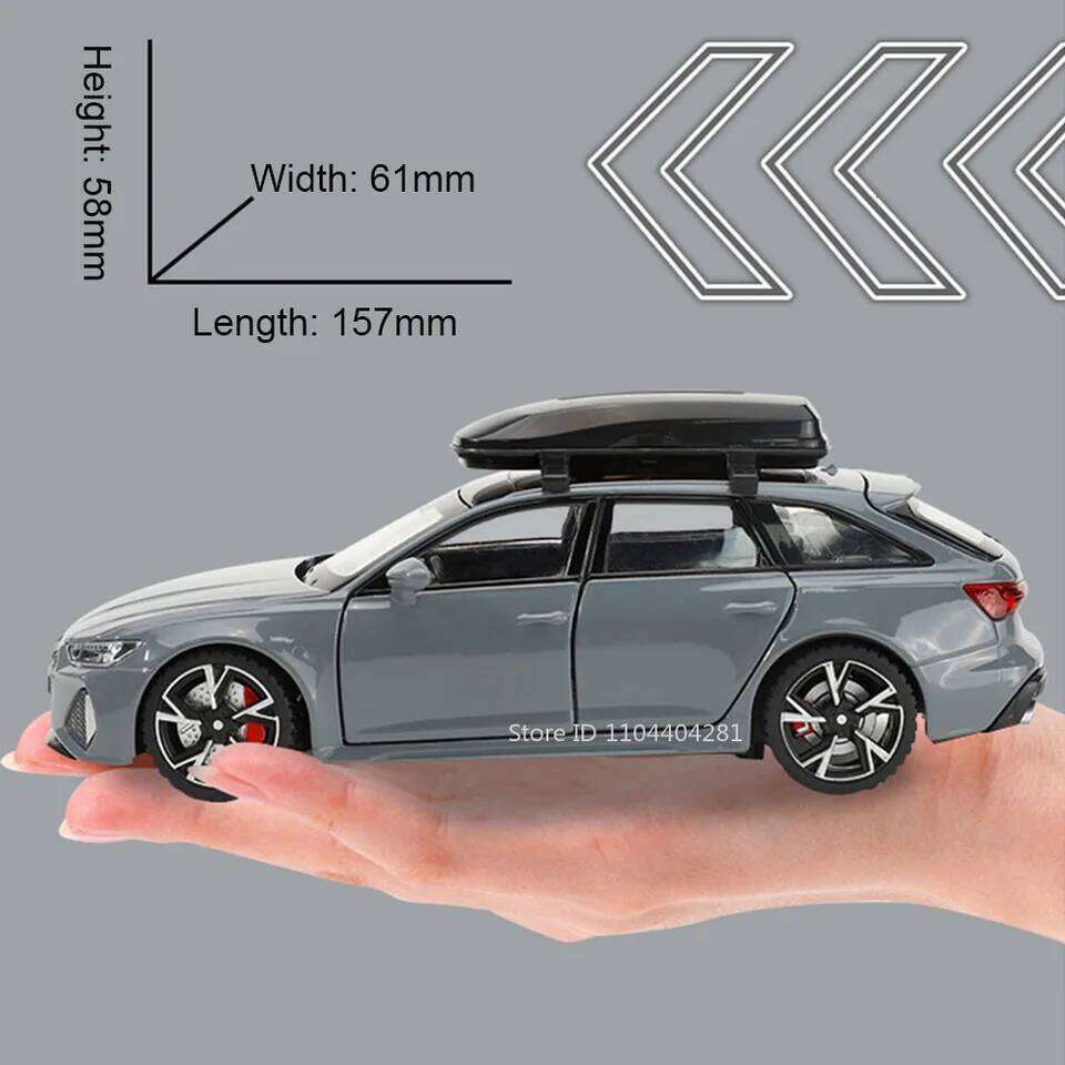 1:32 RS6 RS7 Alloy Miniature Models Diecast Car Toys 6 Doors Opened Sound Light Pull Back Metal Vehices Children's Holiday Gifts Z260306