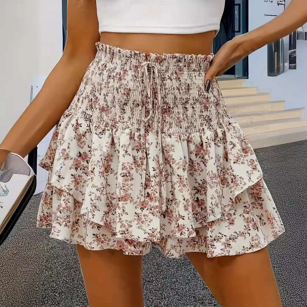 Women's Summer European and American Cross-Border Best-Selling New Fashion Printed Wide-Leg Shorts Loose Versatile Casual Pants