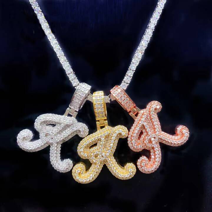 Ready Stocks Moissanite Letter Pendant Collection Initials Hip Hop Iced Out Pendant for Women for Men Birthday Gift Idea