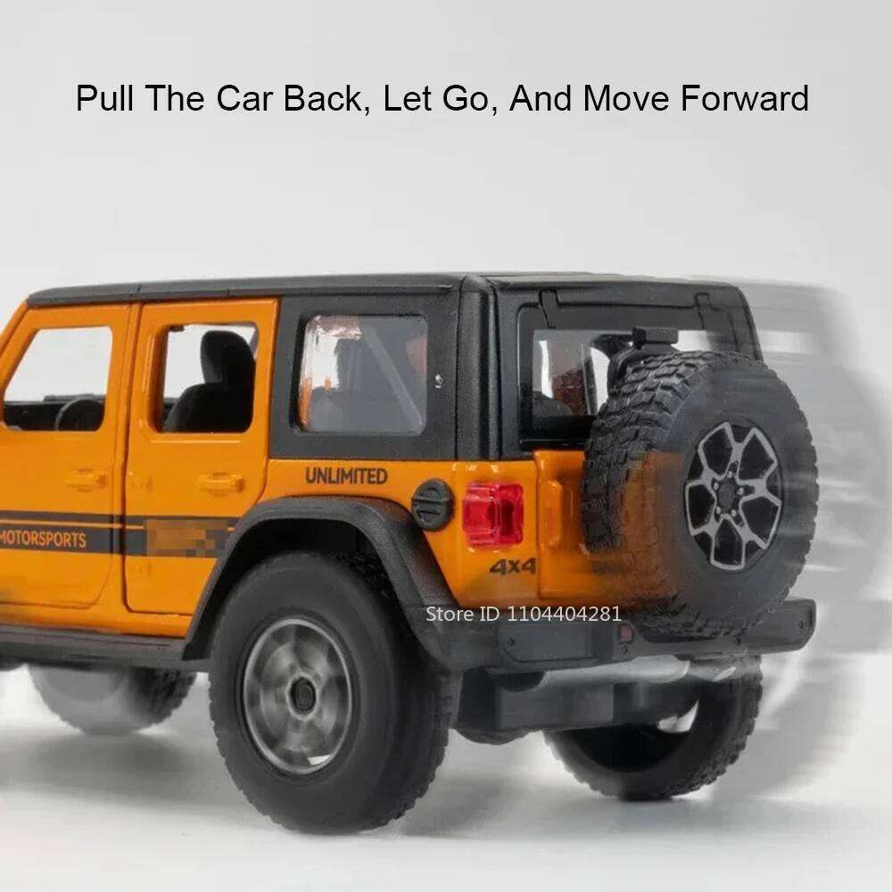 1:32 Wrangler Rubicon Model Toy Alloy Diecast Car Doors Opened Sound Light Pull Back Miniature Off-road Vehicle Kid Holiday Gift Z260306