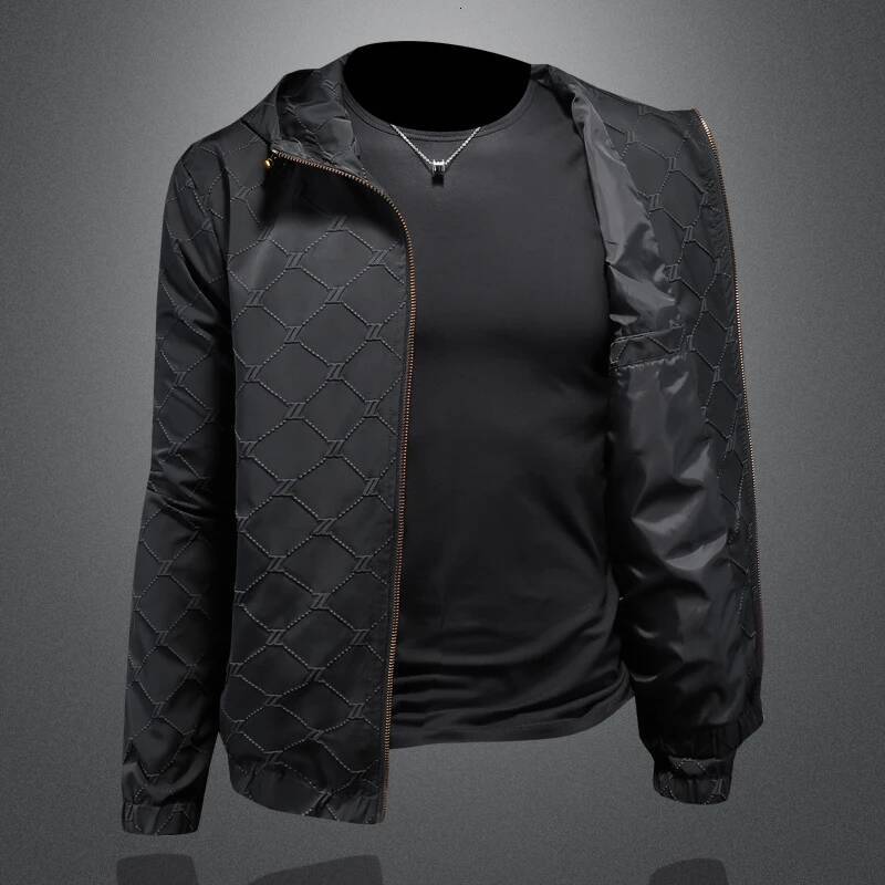 Spring Autumn Luxurious Men's Hooded Solid color Jacket Outerwear Sports Loose Casual Coats Youth Streetwear Tops