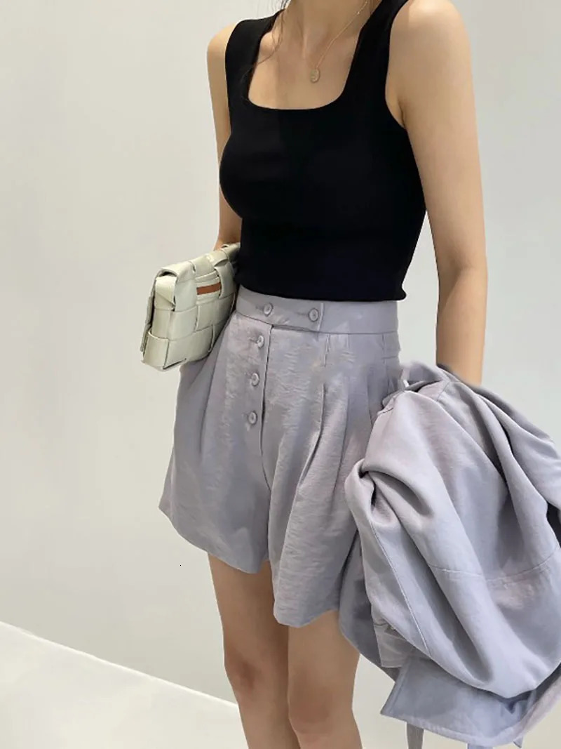 high quality chic basic U-NECK Summer white knit Women tank top sexy sleeveless t-shirt vintage top casual crop top t shirt 260306