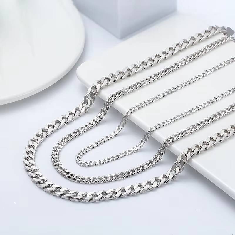 Wholesale NEW HIP HOP 36/5/6/7mm Width Diamond Cut Cuban Chain Necklace Sterling Silver 925 Man Jewelry Curb Cuban Link Chains
