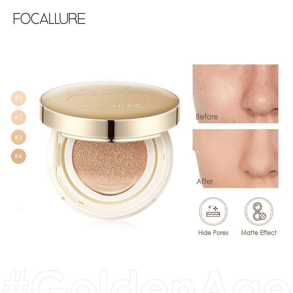 FOCALLURE Air Cushion Waterproof Matte Base Poreless High Coverage Face Cream Nutritious Smooth Foundation Makeup 26L0306