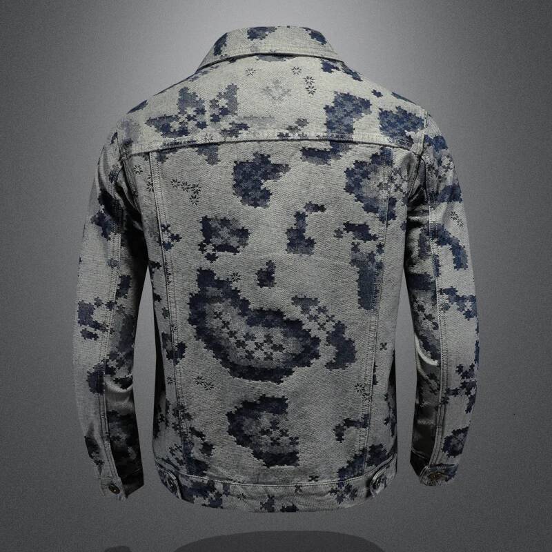 Brand Retro Jacket for Men 2025 Spring Fashion Jacquard Casual Denim Jackets Social Hip-hop Streetwear Cowboy Coats
