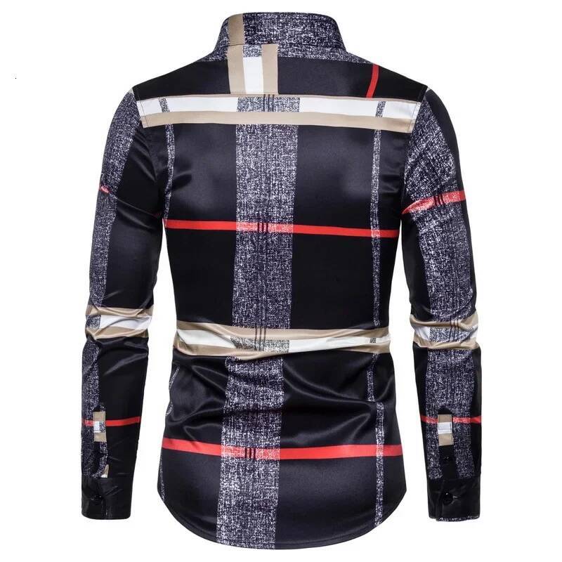 New 2025 Business Casual Plaid Men's Formal Workwear Wedding Dress Slim Social Party Clothes Khaki Checked Shirt 6XL