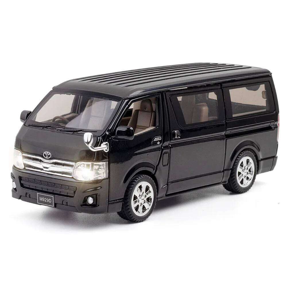 1:32 Hiace Alphard Car Toys Diecast Alloy Model Doors Opened Sound Light Pull Back Rubber Tire Miniature Vehice Boy Fun Toy Gift Z260306