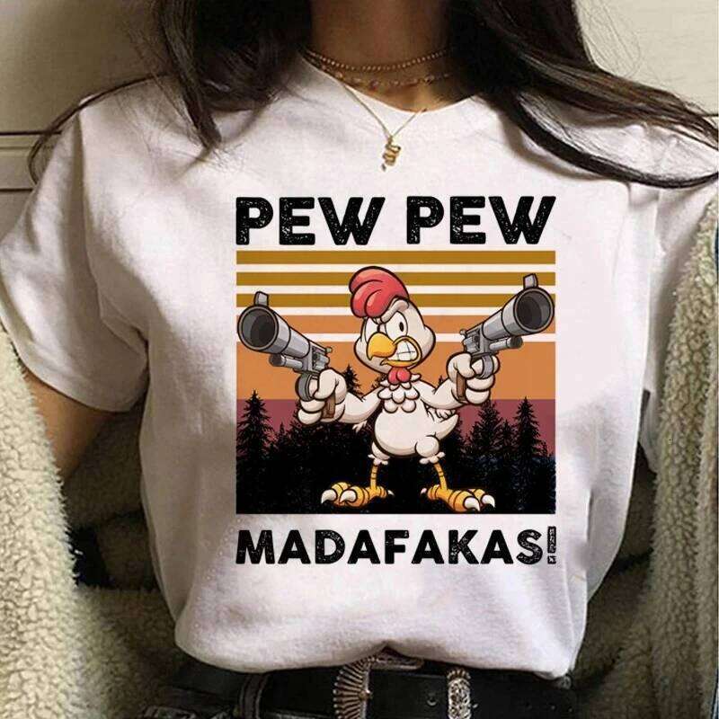 Pew Madafakas T Shirt Women Kawaii Summer Tops Cartoon Tshirt Funny Black Cat Graphic Tees Unisex Harajuku Streetwear Female XJ260306