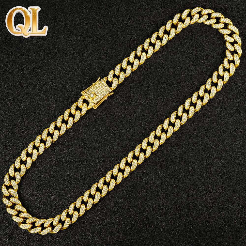 European and American Hip Hop 13MM High Quality Double Row Full Diamond Cuban Chain Bracelet Hiphop Men's Necklace