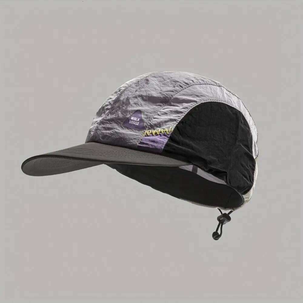 Color Matching Baseball Cap Flat-brimmed Breathable Quick-drying Hat Casual Drawstring Sun Protection Caps Camping Leisure Y260304