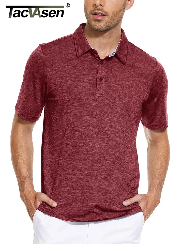 TACVASEN Summer Polo Tshirts Mens Casual Short Sleeve Shirts 3 Buttons Down Quick Dry Breathable Golf Fishing Pullover Workwear 260302