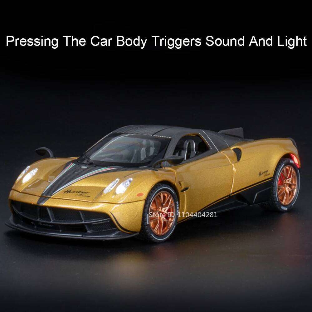 1:22 Pagani Huayra Dinastia SL63 Model Toy Diecast Alloy Sports Car Doors Opened Sound Light Pull Back Vehice kids Holiday Gifts Z260307