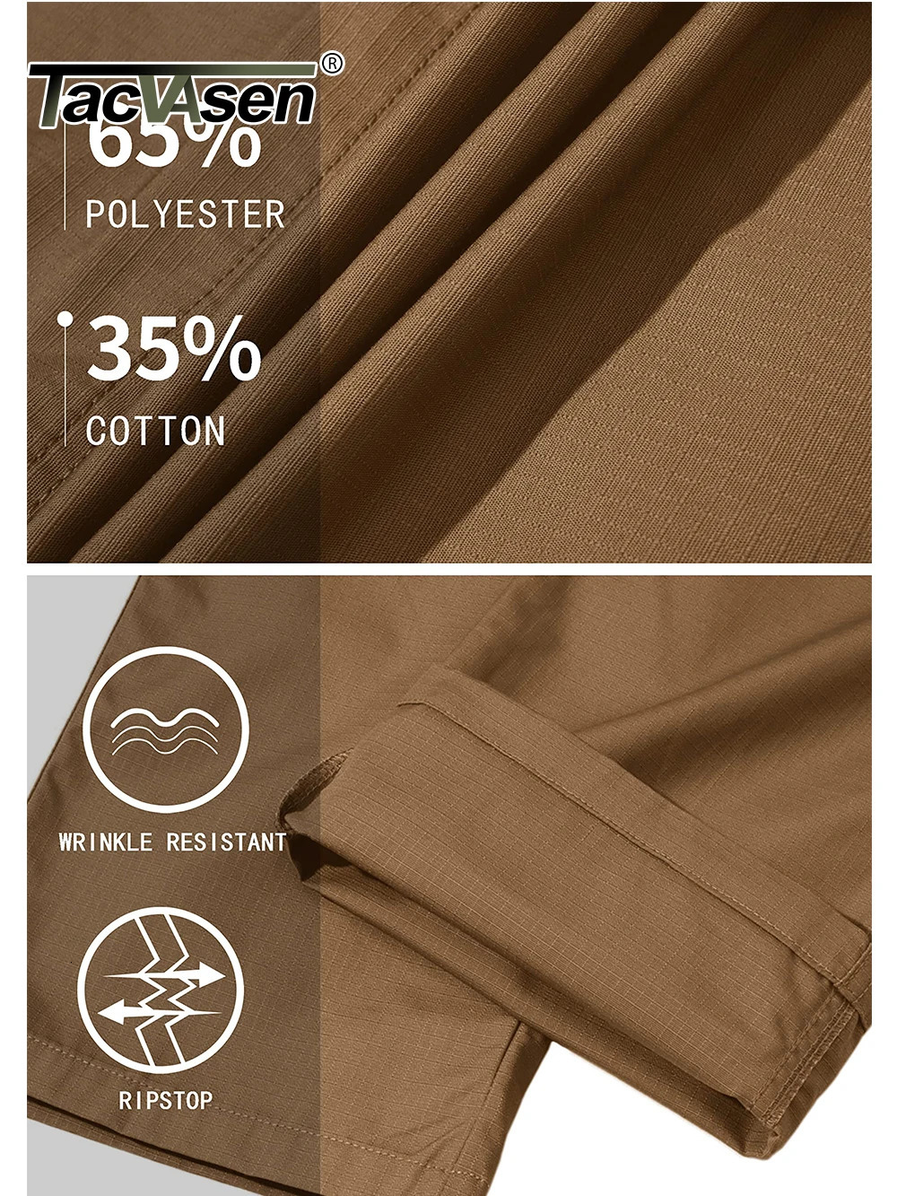 TACVASEN Cargo Work Pants With Multi-Pockets Mens Safari Hiking Pants Outdoor Ripstop Overall Training Pants Casual Trousers 260305