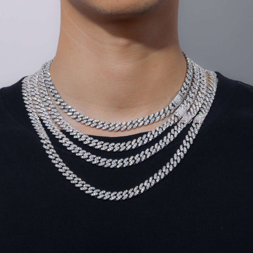 8mm Single Row Zircon Cuban Chain European American Cross-Border Hot Selling Hip-Hop Necklace Jewelry Wholesale for Men and Women