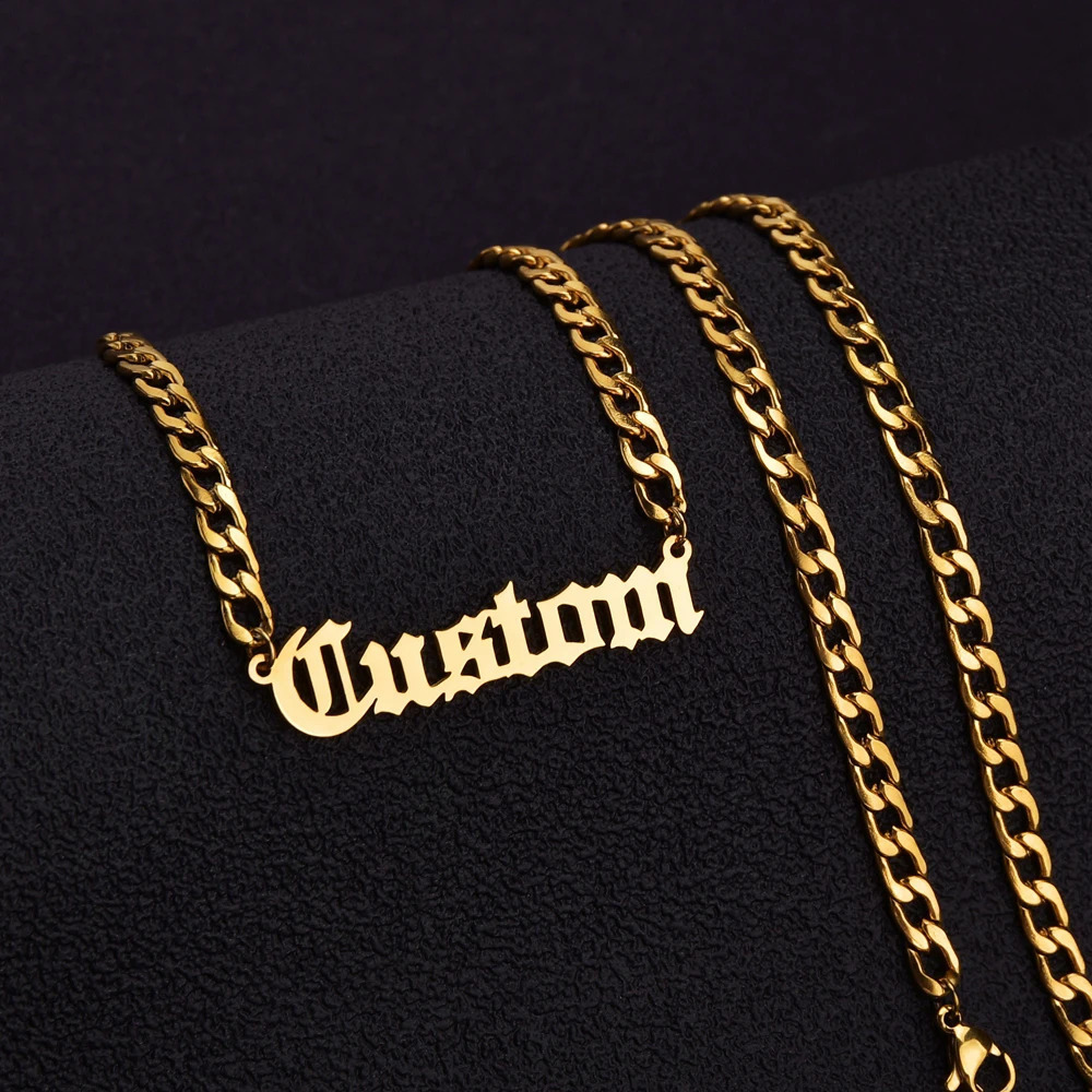 Customized Fashion Stainless Steel Name Necklace Personalized Letter 5mm NK Thick Chain for Women Men Pendant Nameplate Gift 260302