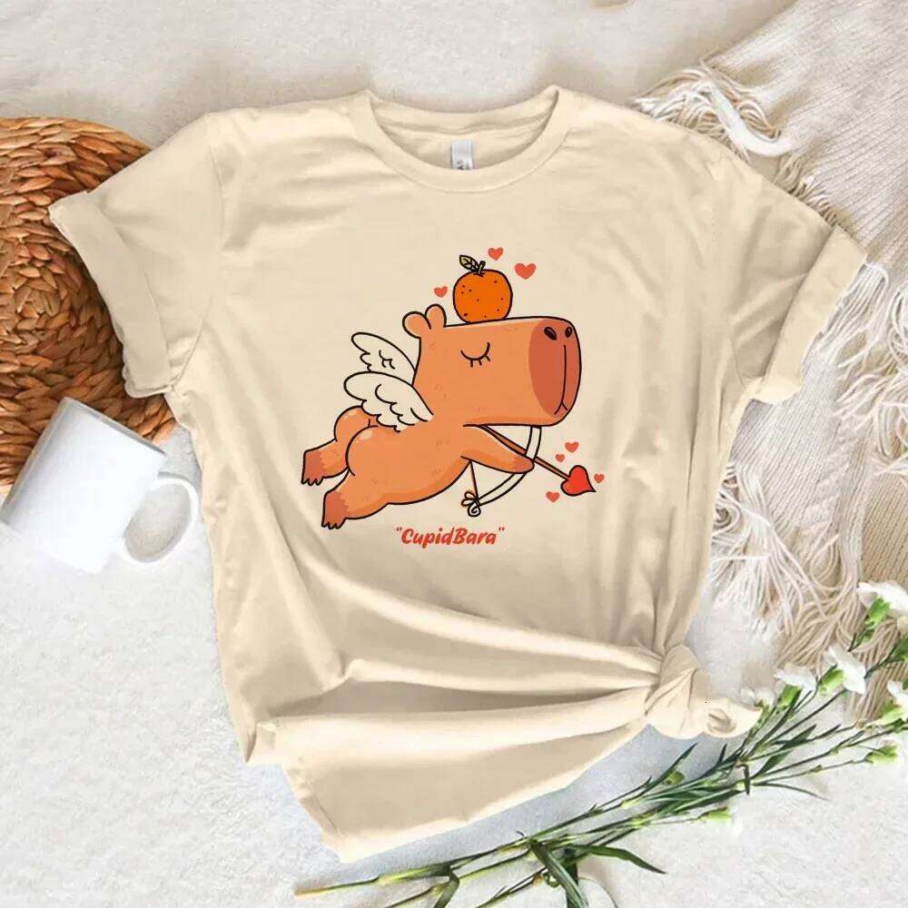 Funny Capybara T Shirt Women Soft Fabric Female Anime Clothing T-shirt Girls Capibara Tee Tshirt Graphic Tops XJ260306 XJ260306