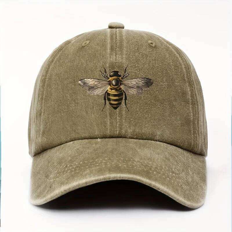 A bee print simple design baseball cap travel sunscreen versatile style for men and women Y260304