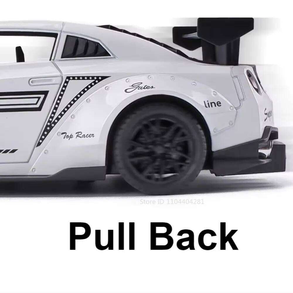 1:24 Scale GTR R34 Model Toys Diecast Alloy Car Doors Opend with Sound Light Pull Back Miniature Models Vehices Boy Collect Gift Z260307