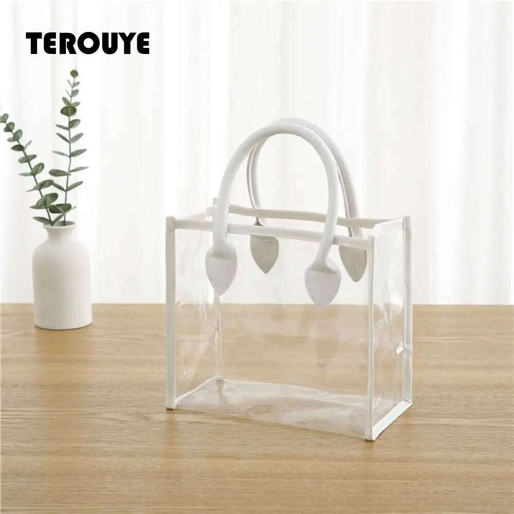 Waterproof Transparent Gift Bag Large Capacity Portable Shopping Bags Reusable Lightweight Handhold Packaging Tote Women TEROUYE