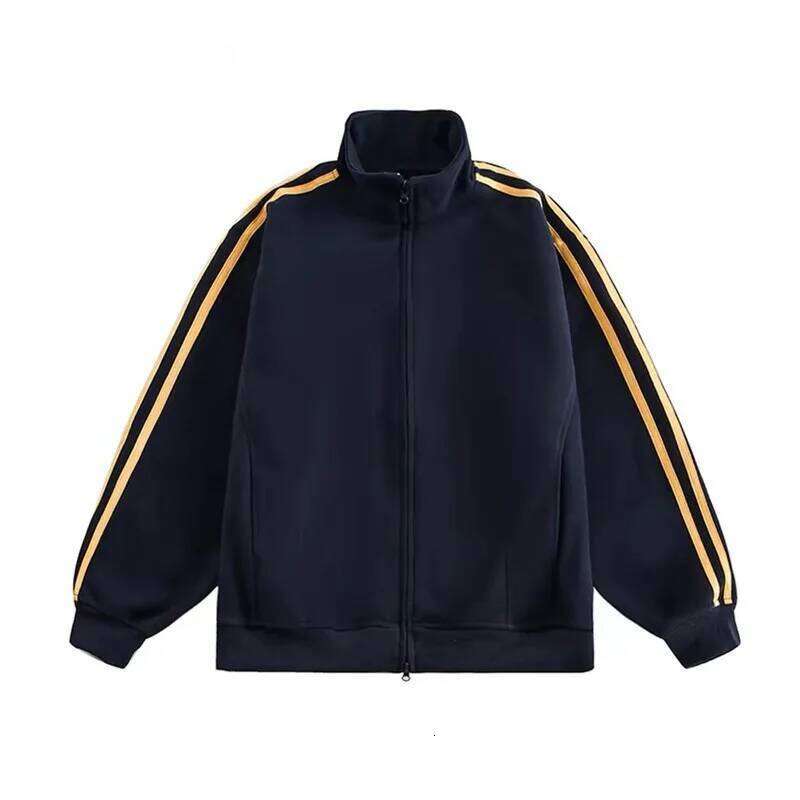 American Retro Three Bar Stand Up Collar Men's Autumn Trendy Brand Loose Double Headed Zipper Jacket Couple Cardigan