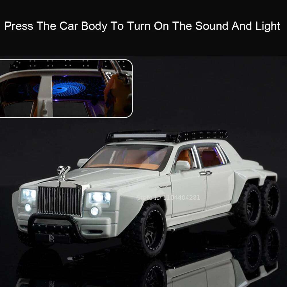 1:32 Rolls-Royce Phantom SUV 6X6 Alloy Dawn Model Toys Car Sound Light Pull Back Doors Opened Miniature Vehices Children's Gifts Z260306