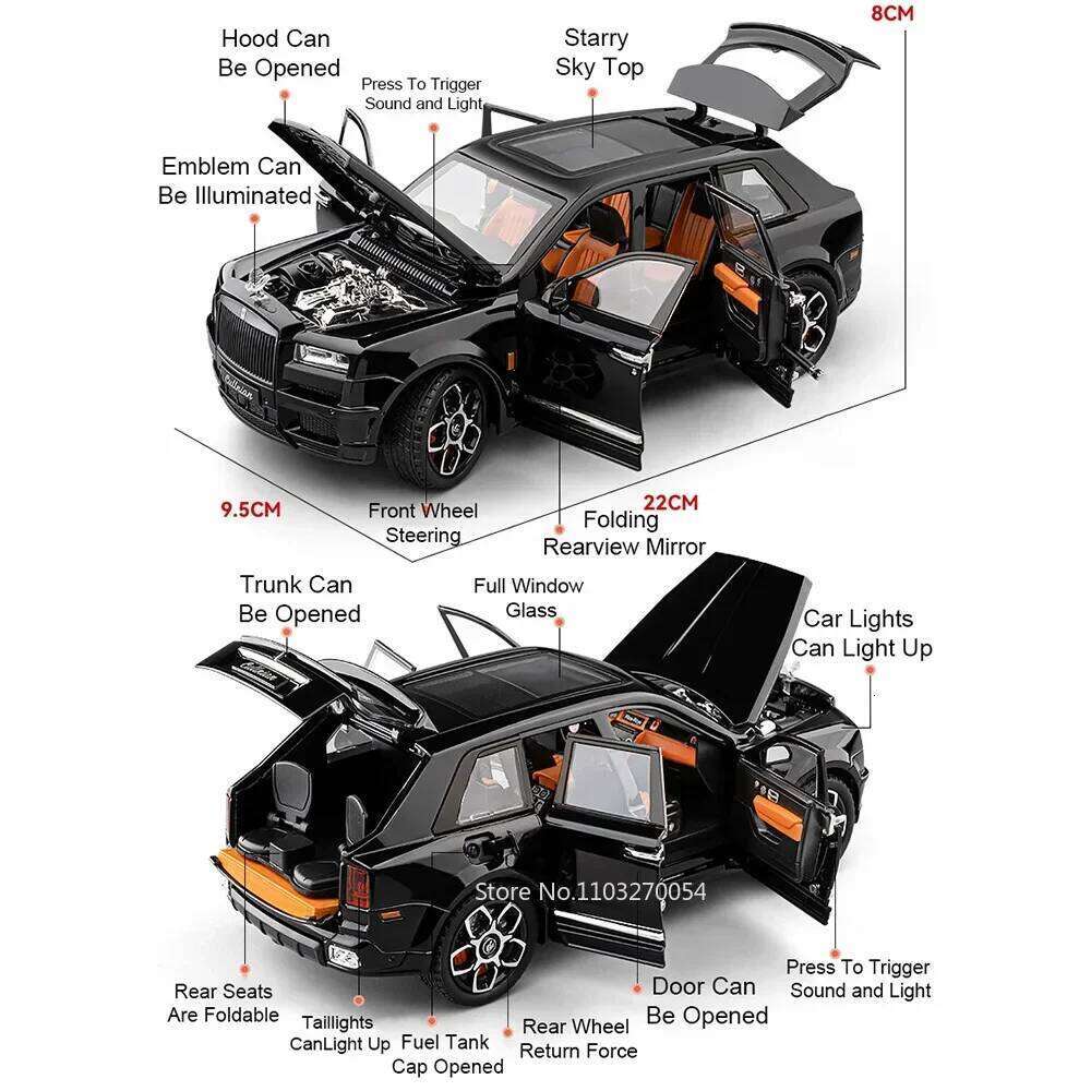 1:24 Land Range Rover Defender Alloy Model Cullinan Diecast Car Toys Doors Opened Sound Light Vehices Kids Christmas Gifts Z260306