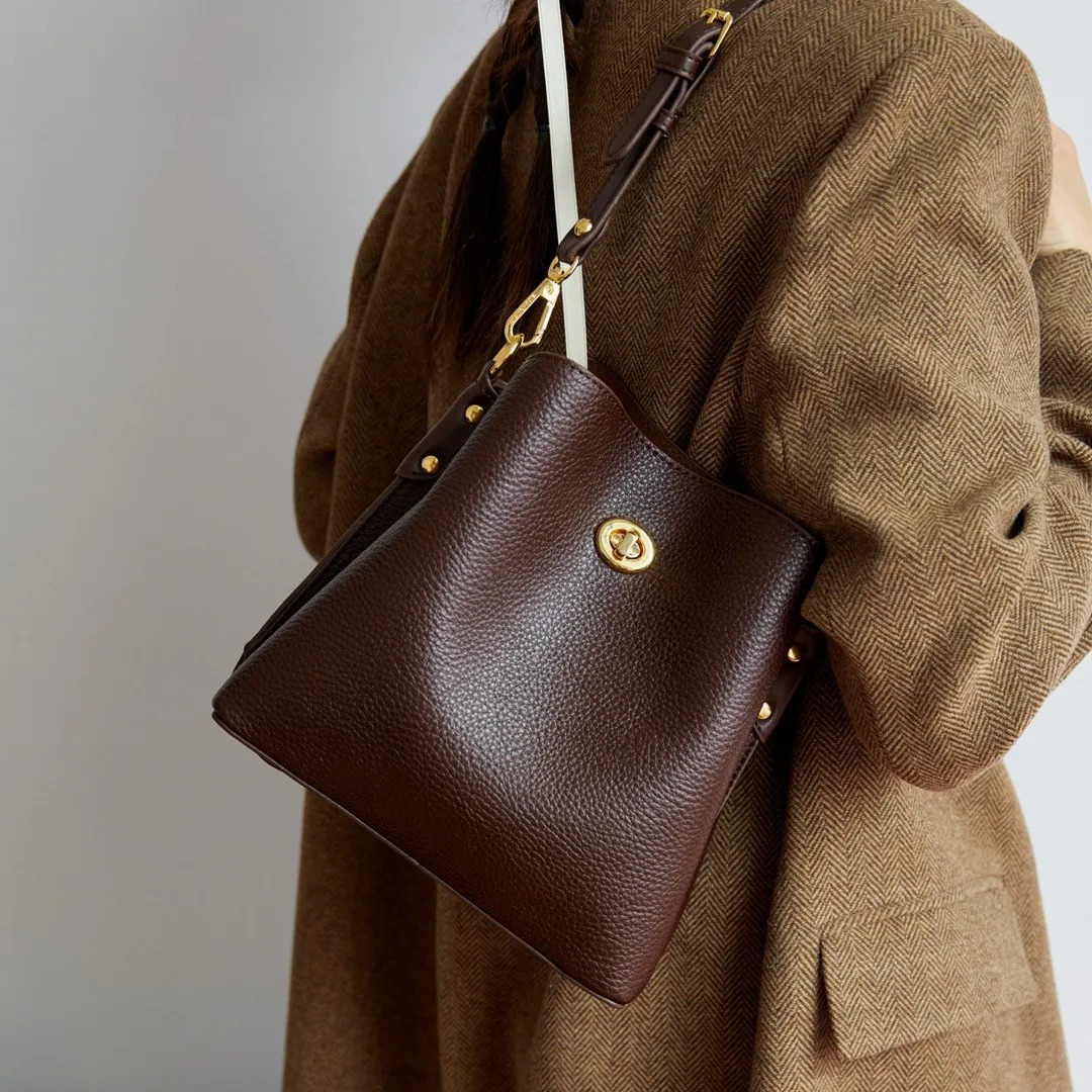 Fashion PU leather Women Handbags Large Capacity female Bucket Shoulder Bag Elegance ladies messenger bag burgundy totes 260228