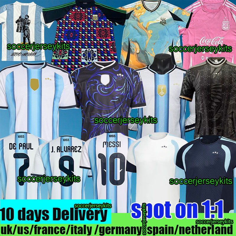 2026 World Cup Argentina Jersey messis Pink special Fans player version 3 stars soccer Jerseys copafootball shirt kit Mens Kids set 50th anniversary