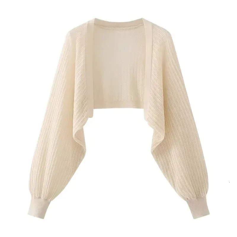 Hollowout Longsleeved Knitted Cardigan Top Womens Summer Thin Jacket Vest Dress Shawl Worn Over A Shirt 260306