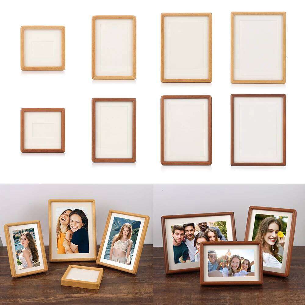 Fashion 6/7/8 Inch Black Walnut Real Wooden Simple Picture Handmade Display Photo Frame H260306