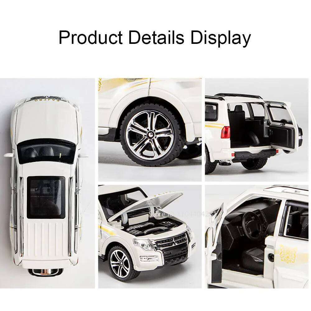 1:32 Mitsubishi Pajero Evolution Alloy Car Toys Diecast Model Doors Opened Sound Light Pull Back Vehices for Boy's Birthday Gift Z260306