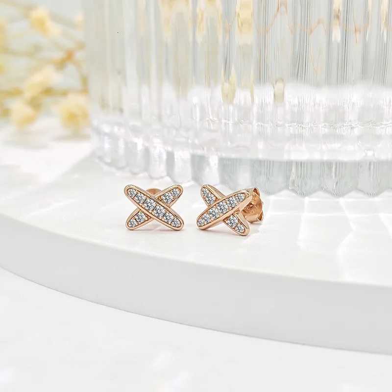 M-JAJA Moissanite Stud Earrings for Women X Cross Shape Necklace D VVS1 Lab Diamond 925 Sterling Silver Wedding Jewelry Set H260307 - view 6
