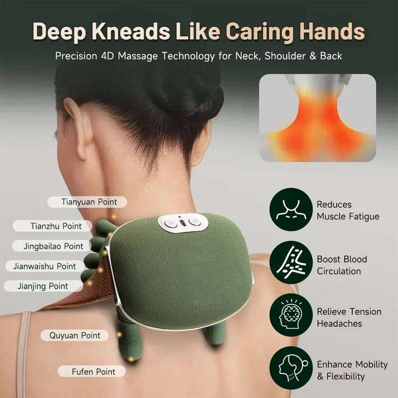 New Electric Shoulder Neck Back Massager 4D Palm-Style Deep Tissue Massage Relieves Pain and Relaxes Muscles 26Y0307