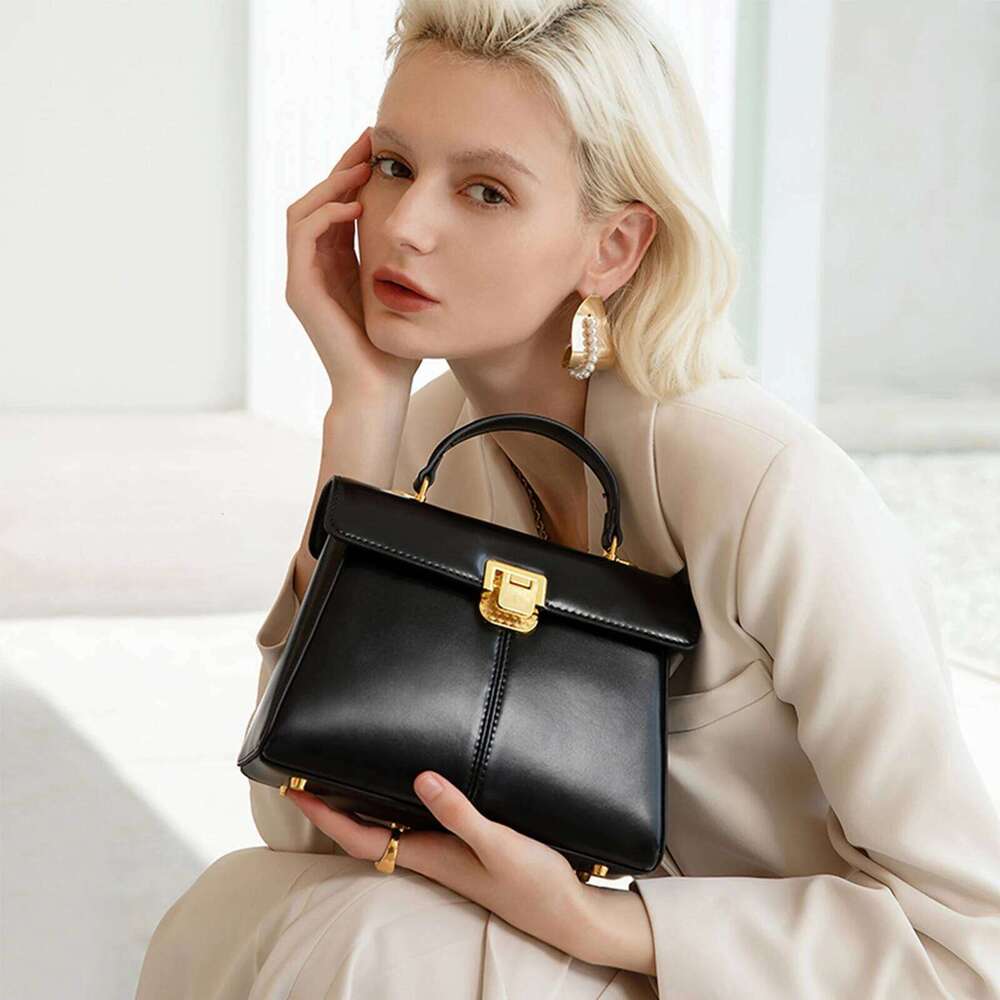 Genuine Leather Handbag With Scarf Luxury Handheld Shoulder Bag Trendy Shoulder Solid Color Commuting Bag | Bags For Women Gift Xiu Lai Si