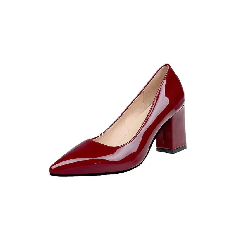 High-heeled Shoes Women Pointed Shallow Mouth Shoes Womens Thick-heeled Fashion Shoes Plus Size 43 Zapatos Para Mujer 260306