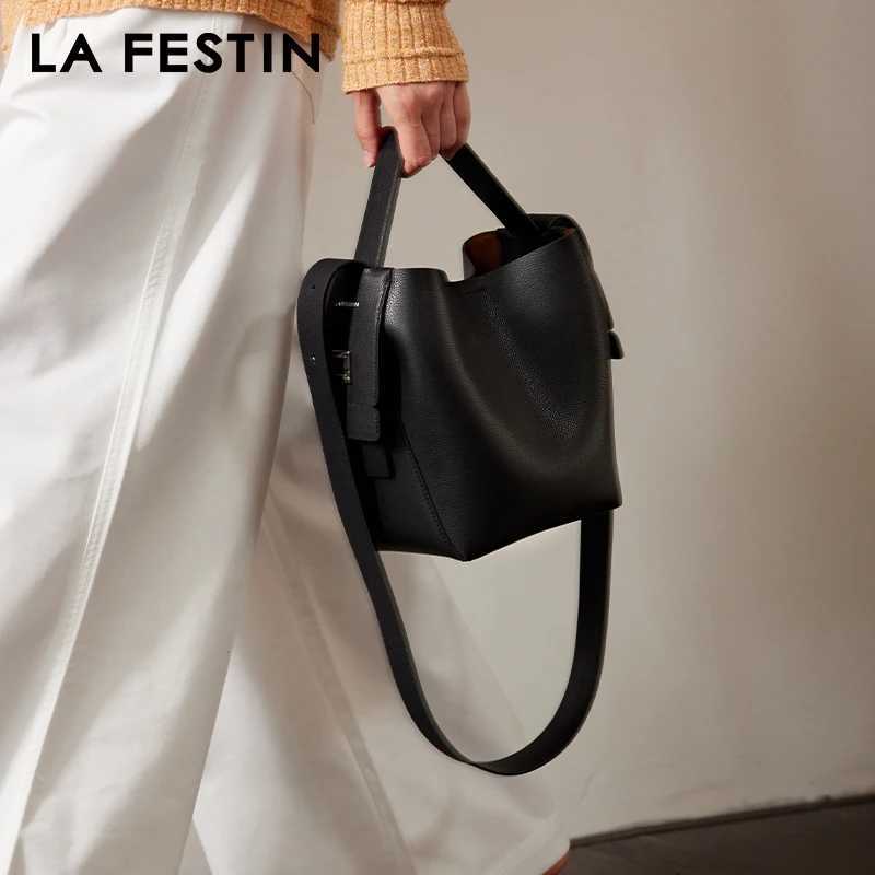 LA FESTIN Genuine Leather Ladies Handbag Shoulder Crossbody Bag Portable Bucket Bag Female Bags Womens bag H260306