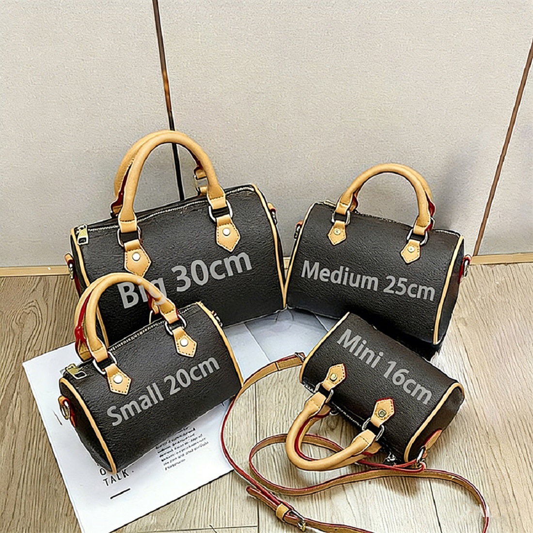 Designer Bag Shoulder Bag for Women Top Handle Barrel Crossbody Bags in Brown White Colors High Quality Handbag 4 sizes 16cm 20cm 25cm 30cm