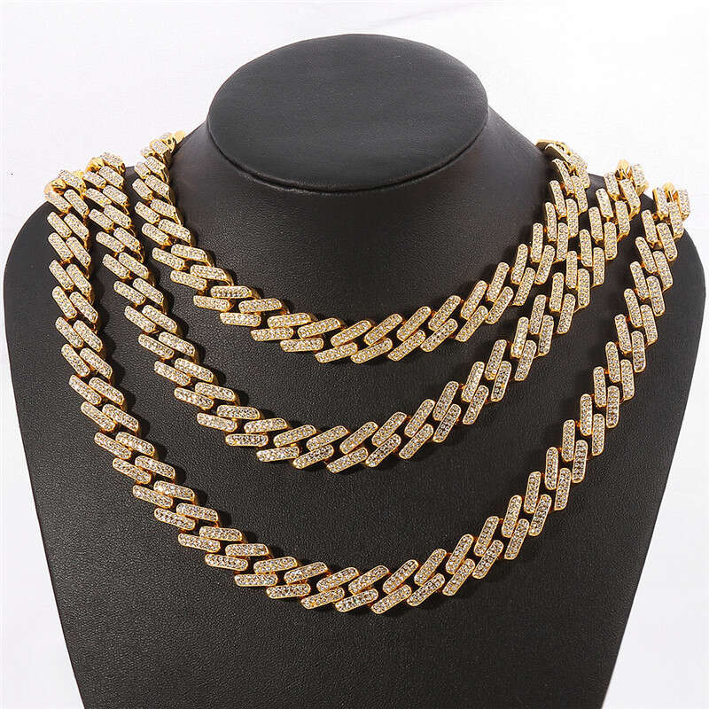 New full-diamond rhinestone Cuban chain high-quality design alloy necklace hip-hop party accessory