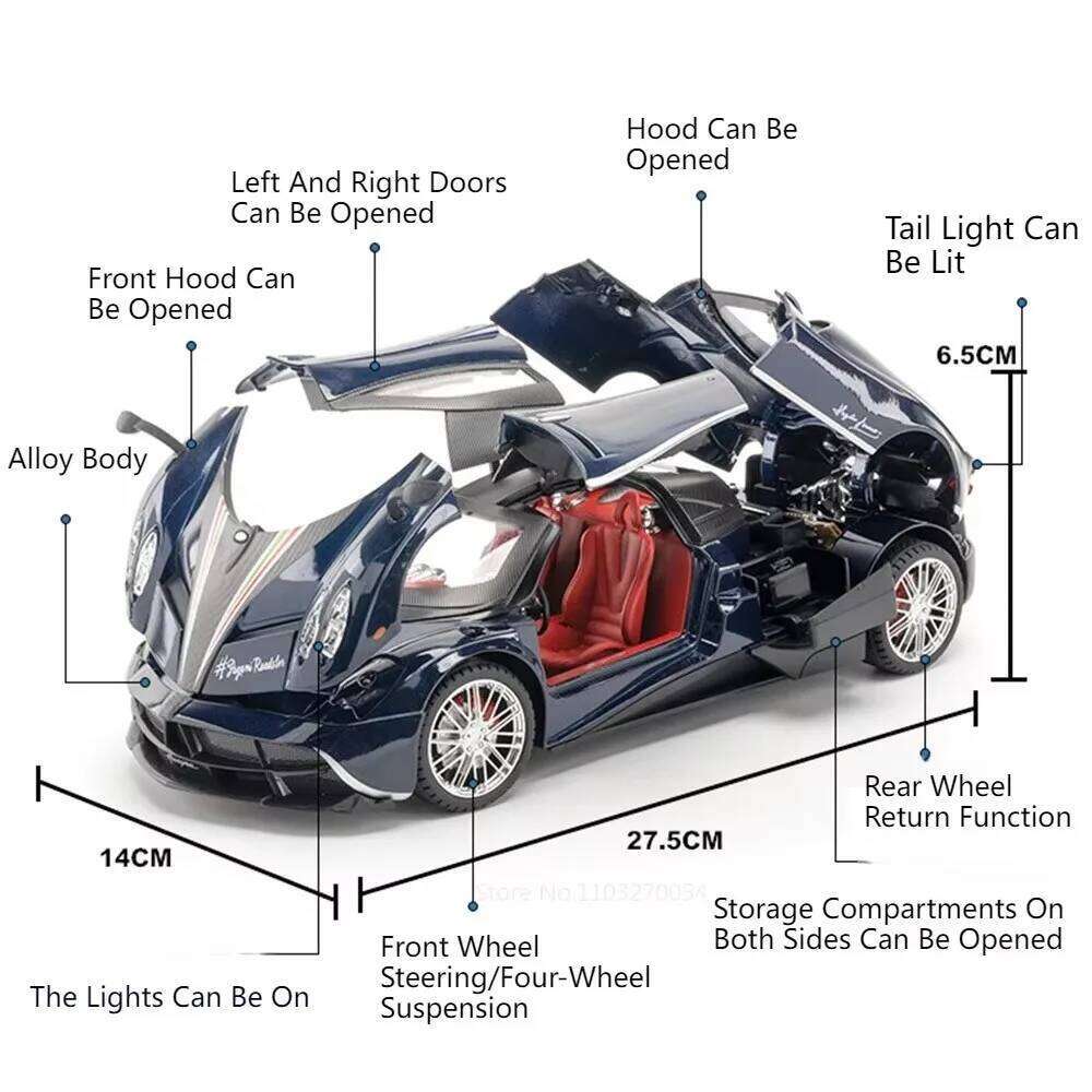 1:18 918 Spyder Martini Pagani Huayra Diecast Alloy Model Toys Car Doors Opened with Sound Light Miniature Vehice Adult Boy Gift Z260306