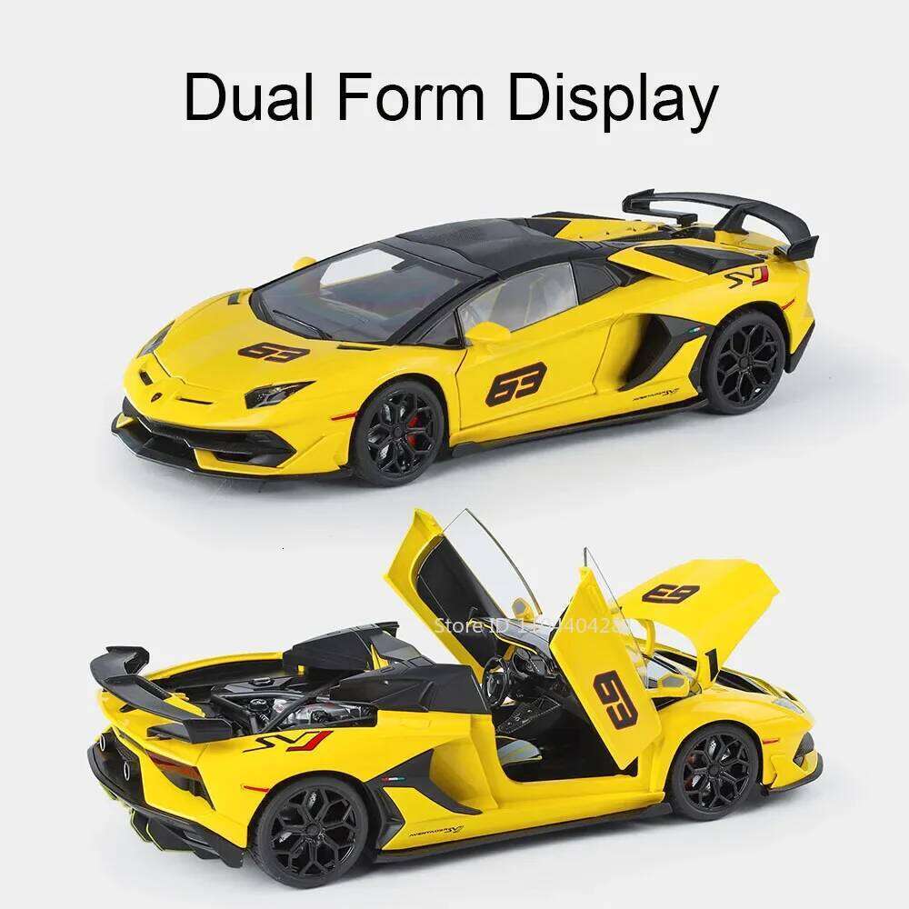 Large Size 1:18 Lambor SVJ63 Pagani Huayra Alloy Sport Car Diecast Toys Model Doors Opened Sound Light Pull Back Adult Gift Boys Z260306