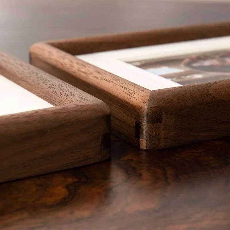 Black Walnut Round Photo 6/7/8/10-Inch Real Wood Picture Frame Wall or Tabletop Display for Home Decorative Gallery H260306