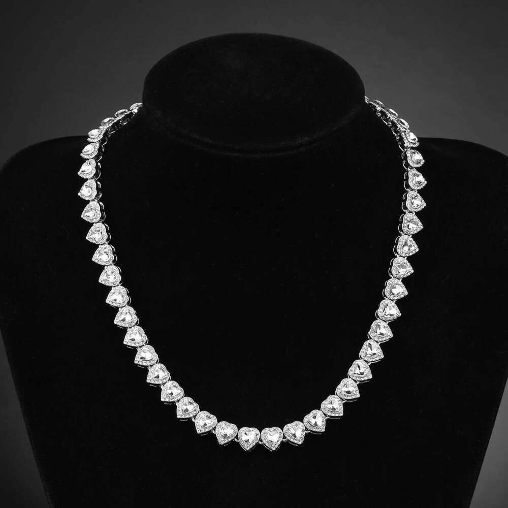 Cross-Border Hot Sale Hip-Hop Heart High-Quality 11mm Sugar Cube Necklace Fashionable Personality Trendy Cuban Chain