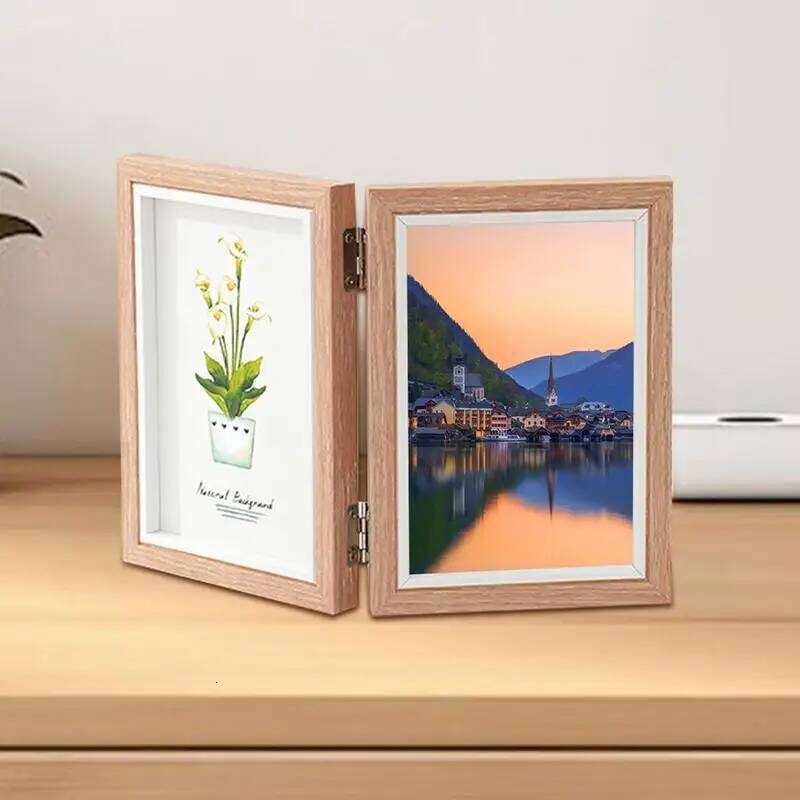 Rustic Triple Family Picture Hinged Folding Collage Frame 4x6 Three Opening Photo H260306